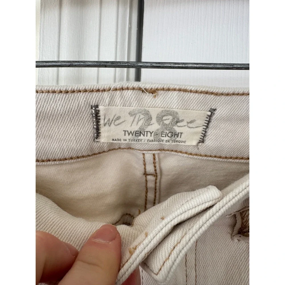 Free People High Rise Raw‎ Hem Straight Leg Jeans Cream Size 28